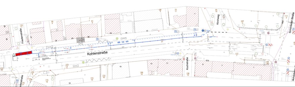 Kohlenstraße: 155 Meter Radstreifen auf die Schnelle – „pragmatisch“ oder „bringt nichts“? 3 260519 A3 MBP Tischbeinstr Kohlenstr 1TA Kopie